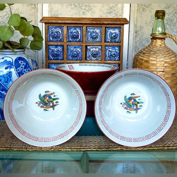 3 Vintage Chinese Porcelain, Pottery Ramen/Rice Bowls, Set/3 - Picture 4 of 10